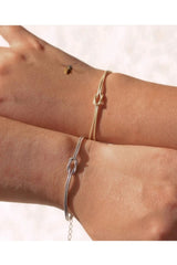Knot Pattern Couple-friendship Bracelet Gold- Gold Color
