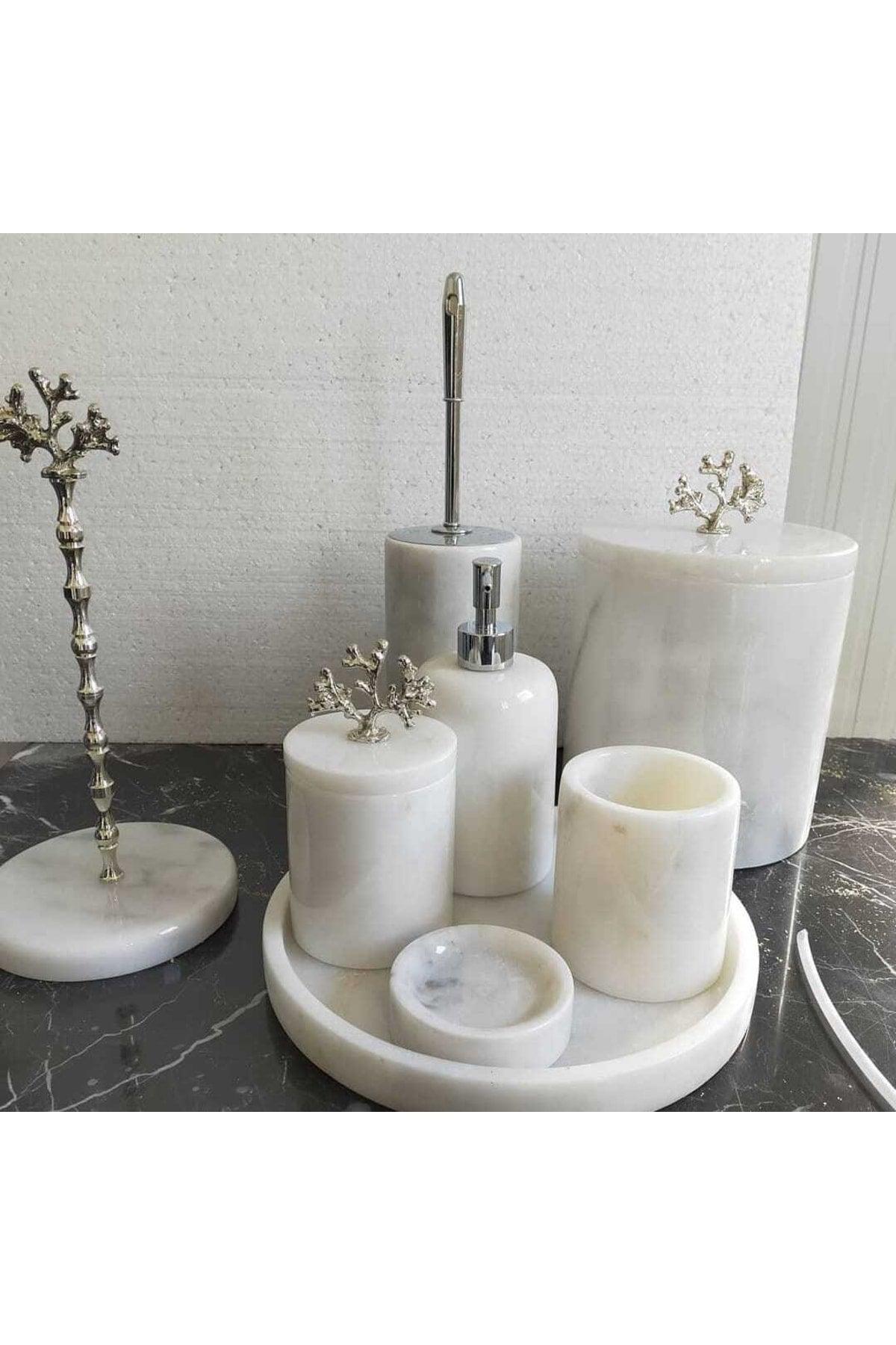 White Marble Bathroom Set 8 Pcs - Swordslife