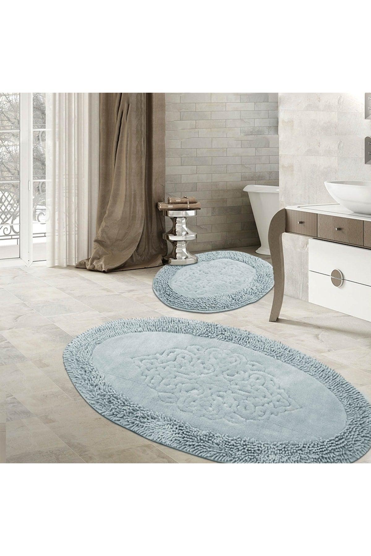 Macoroni Oval Set of 2 Bath Mats Set 100% Natural Cotton Mat Closet Set - Swordslife