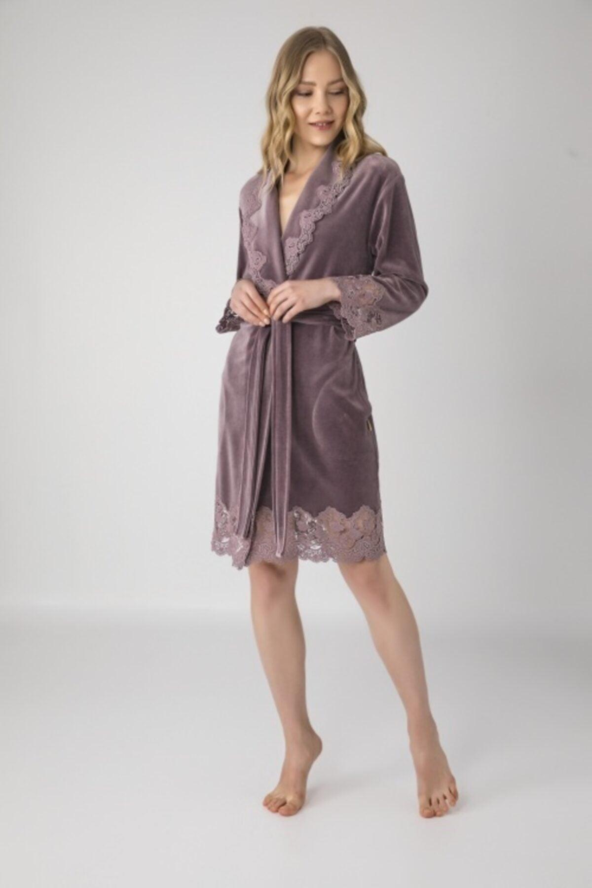 Lacy Bambo Cotton Niki Velvet Women's Dressing Gown - Swordslife