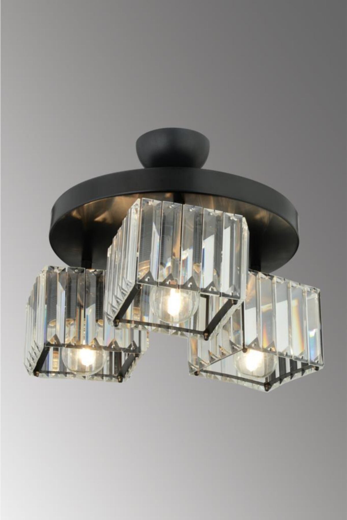 Lara 3-Piece Black K-10 Crystal Stone Chandelier