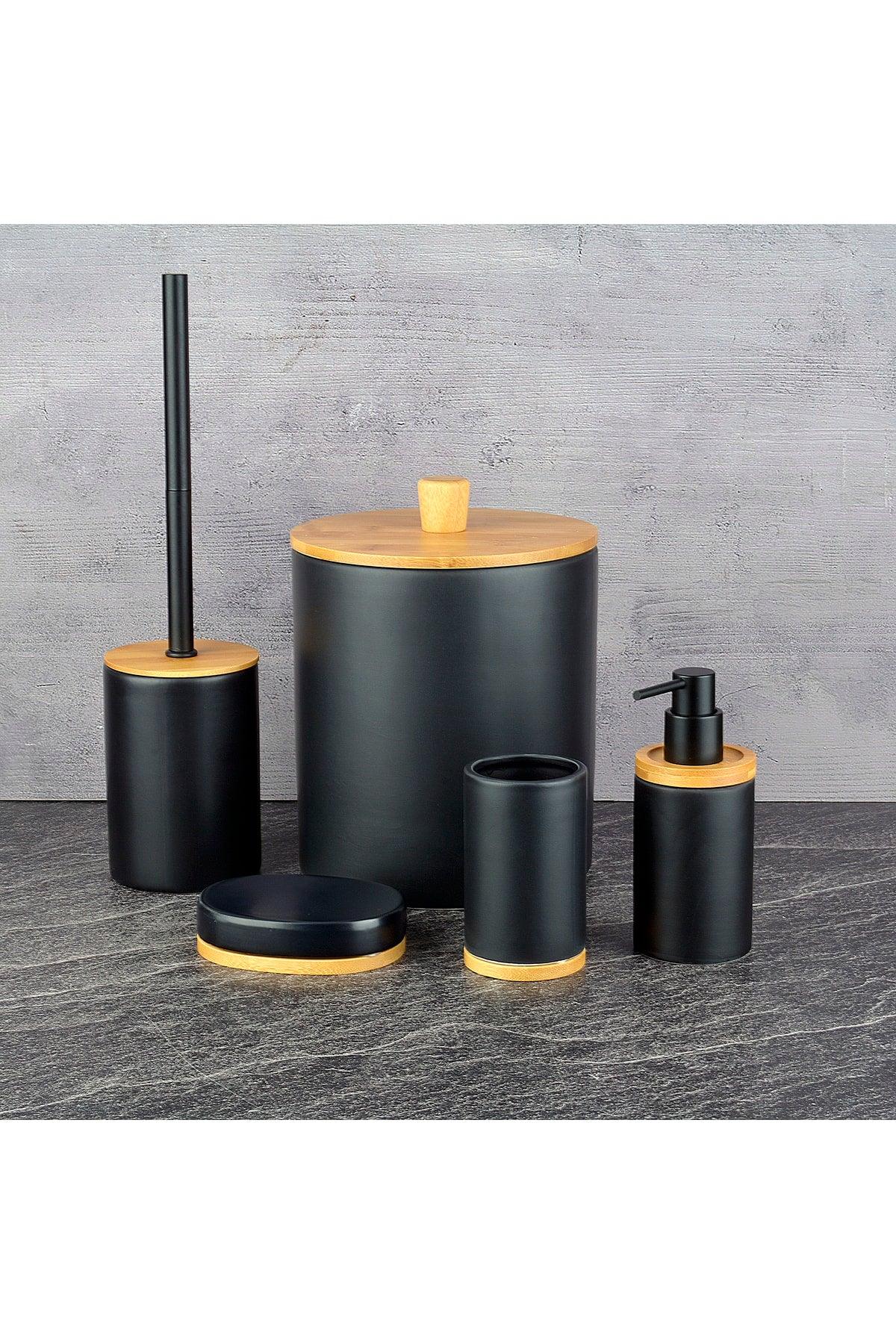 Ceramic Five Bathroom Set Black - Swordslife