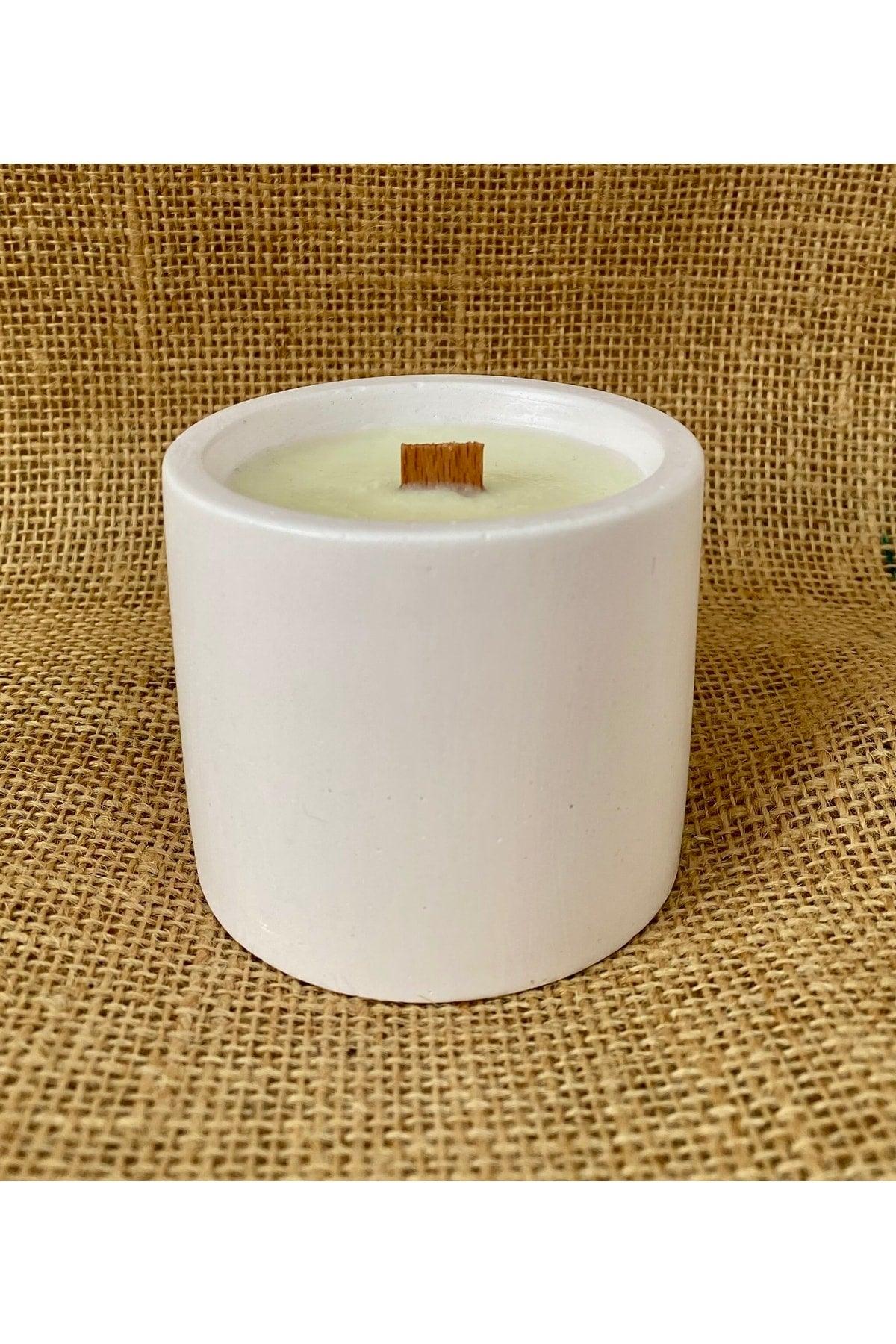 Lavender Scented Soy Wax with Wood Wick in Lilac Decorative Concrete Container - Swordslife