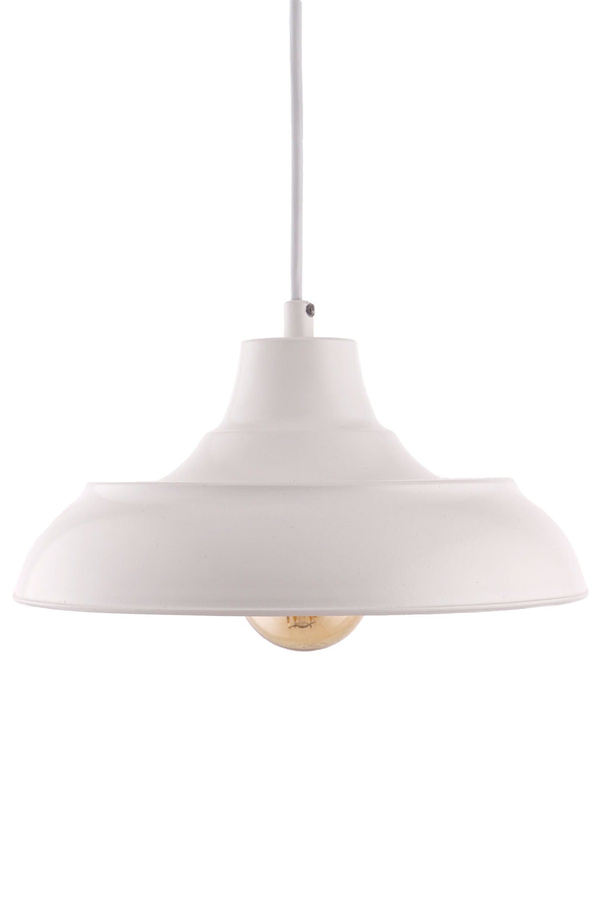 Fiyona Painted White Single Pendant Chandelier - Çakır Avize