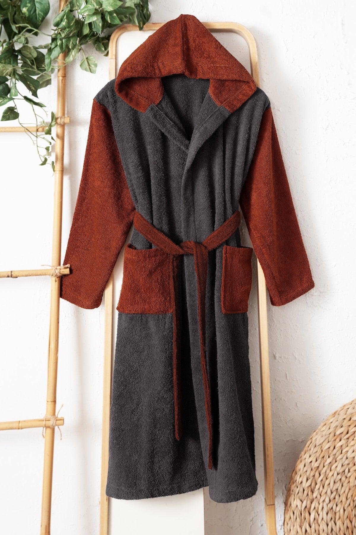 Royal Women - Men Bathrobes Hooded Anthracite Tile - Swordslife