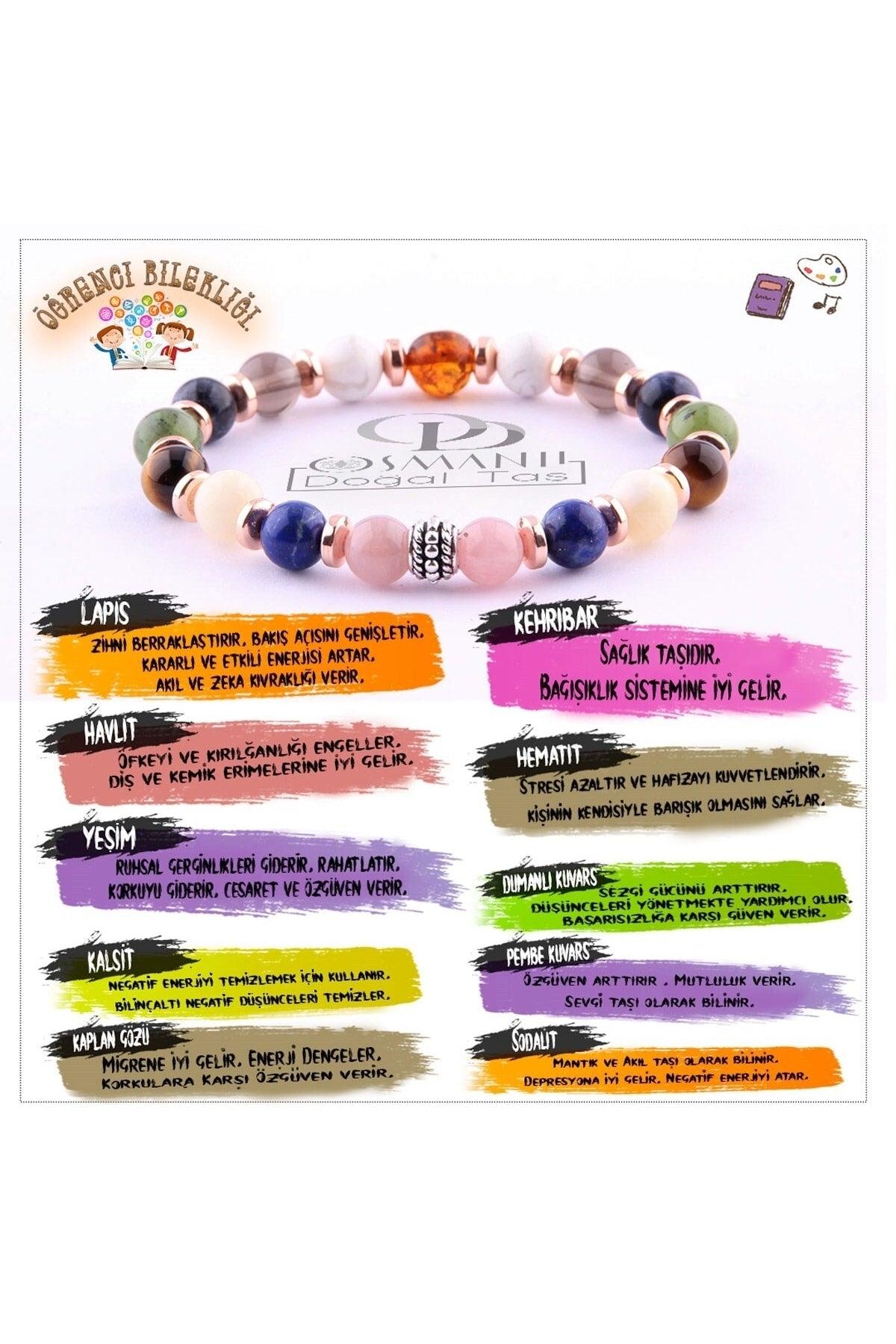 Certified Student Bracelet-memory Concentration Evil Eye Reluctance Success -natural Stone-8 - Swordslife