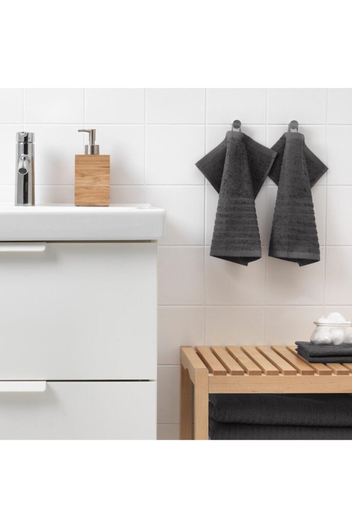 Vagsjön 30x30 Dark Gray 4 Pieces Hand Face Kitchen Drying Rinse Guest Bathroom Hand Towel - Swordslife