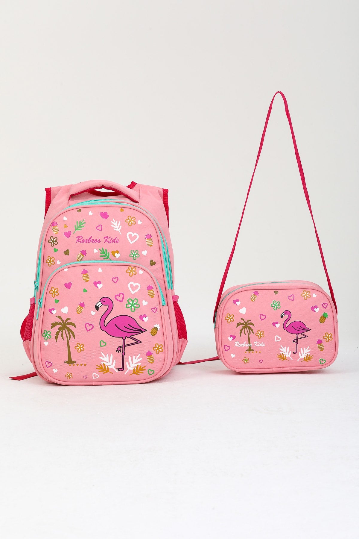 Pink Flamingo Primary School Bag + Lunch Box Girls