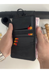 Genuine Leather Wallet With Card And Cash Compartment - Personalized Name Printing (KEY RING GIFT)