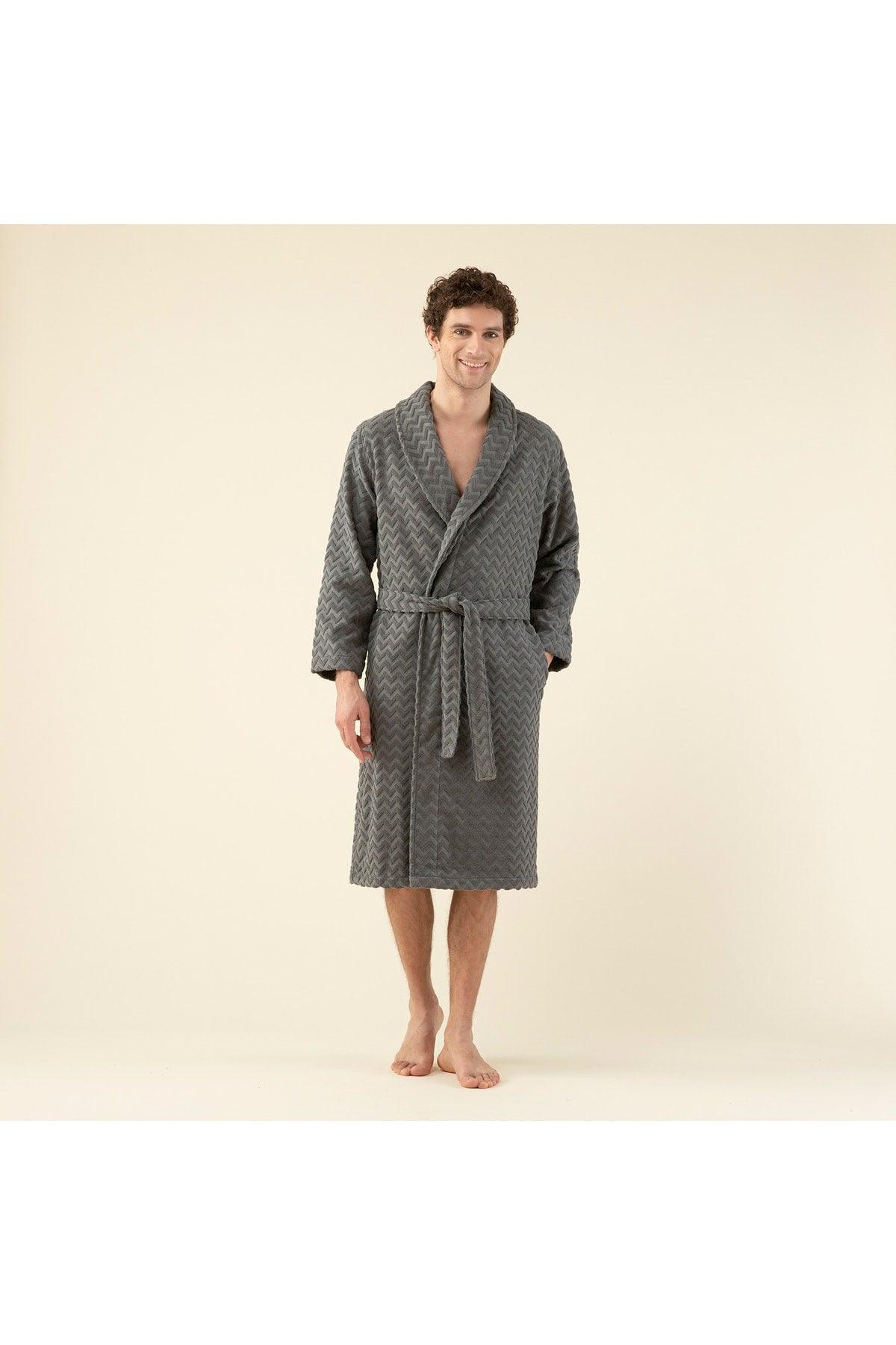 Zigzag Men's Bathrobe Anthracite - Swordslife