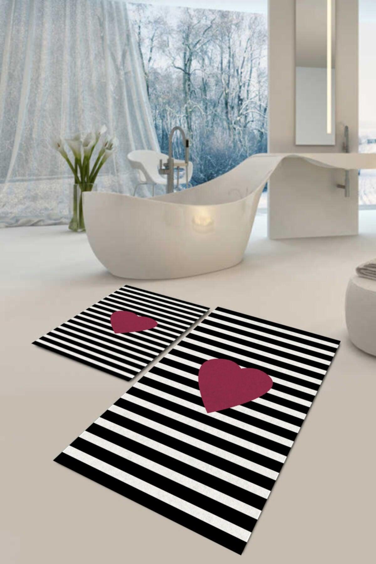 Heart Patterned Bath Mat Set - Swordslife