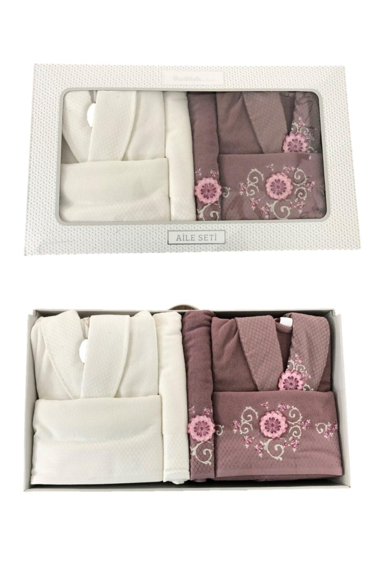 Mariposa Bathrobe Set Cream - Plum - Swordslife