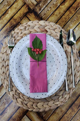 Set of 6 Pink Raspberry Cotton Fabric Serving Napkin - Swordslife