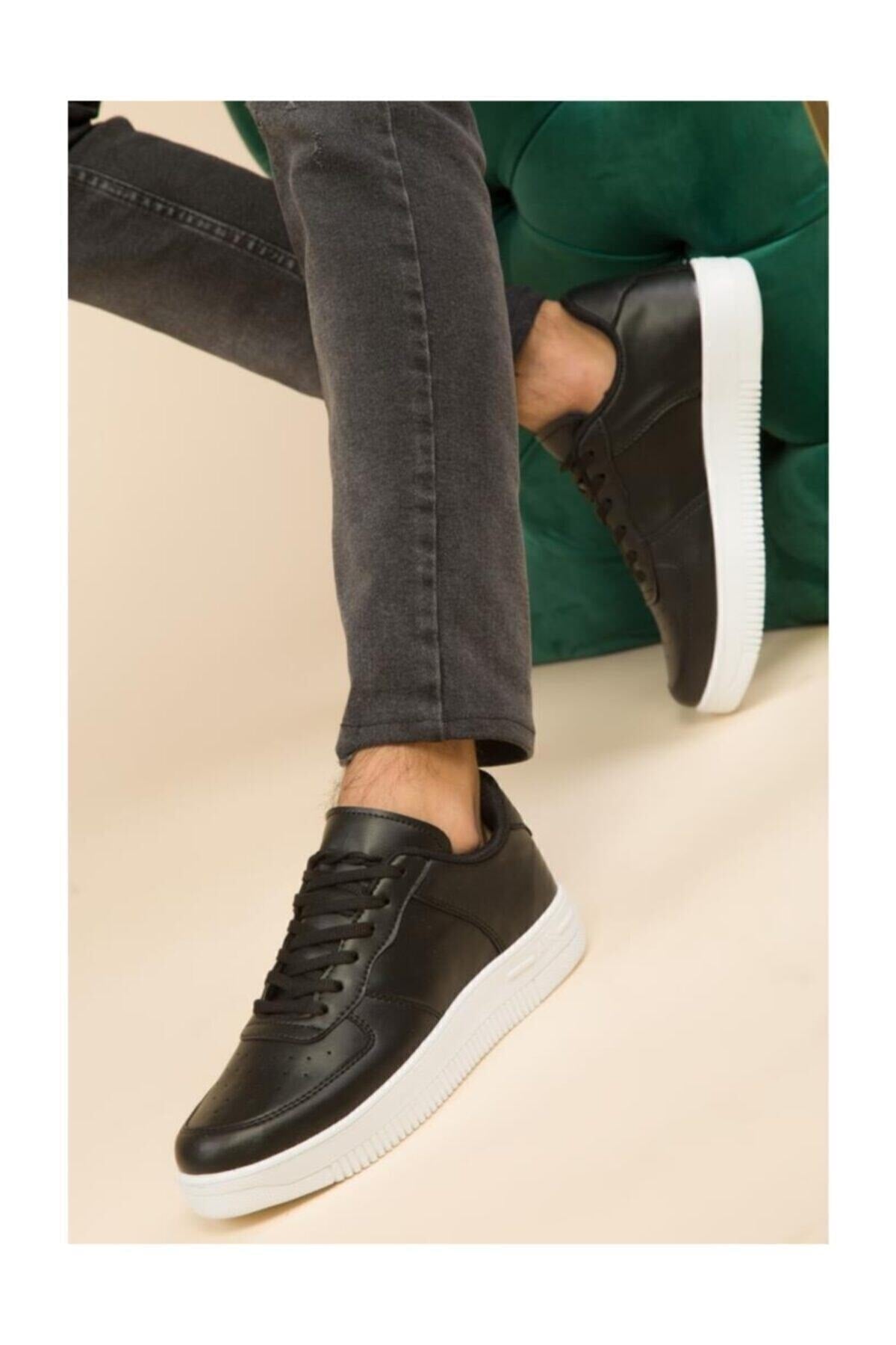 Men's Black Lace-up Sneakers