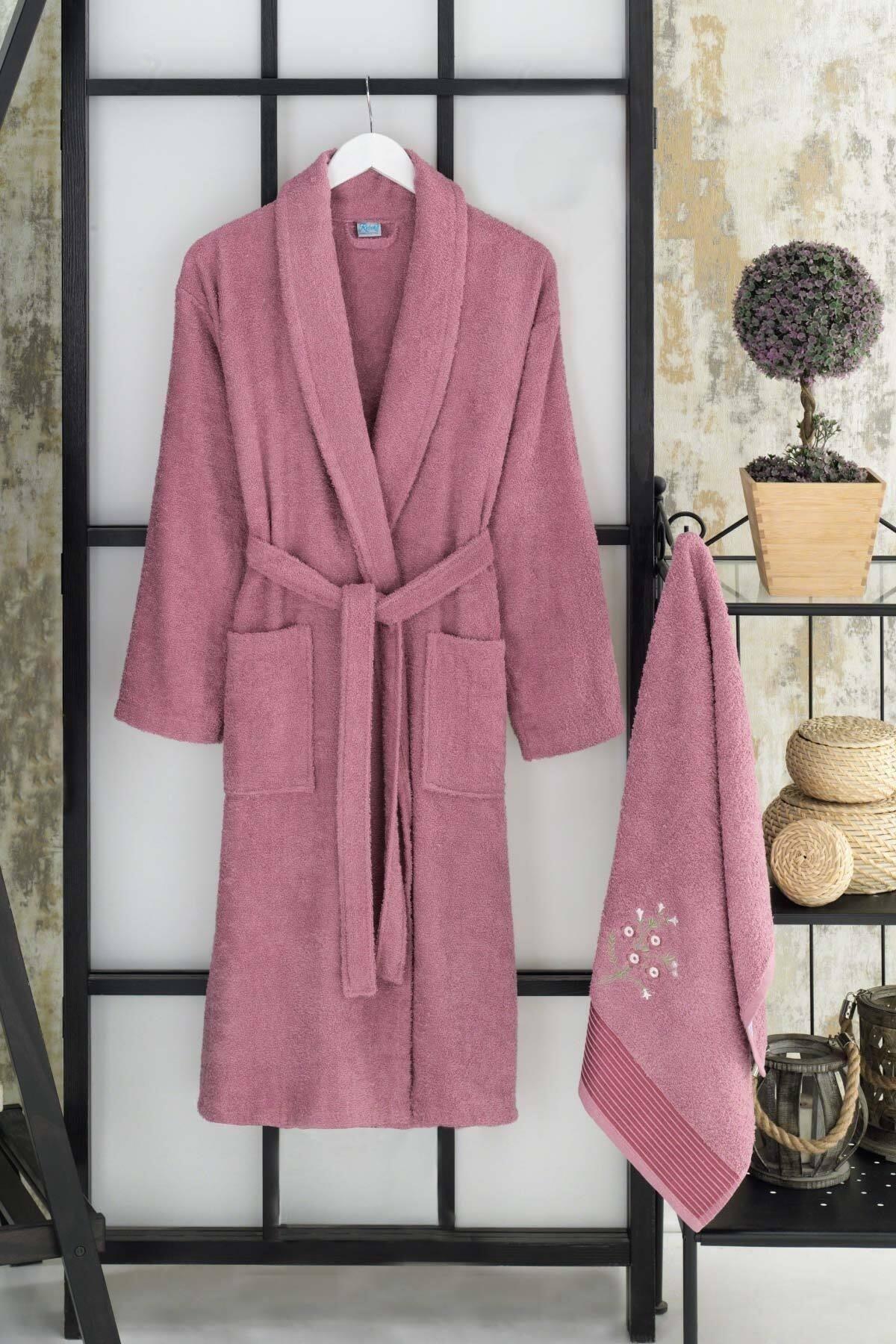 Unisex Purple Elmira Salyaka Cotton Towel Bath Robe Set - Swordslife