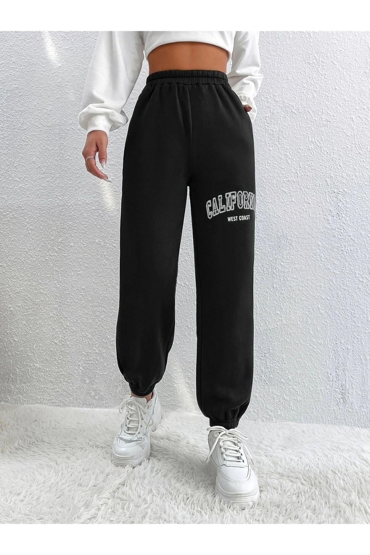 Foxskin Black Women's California West Coast Printed Summer Sweatpants - Swordslife