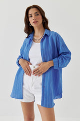 Striped Blue Women's Shirt - Swordslife