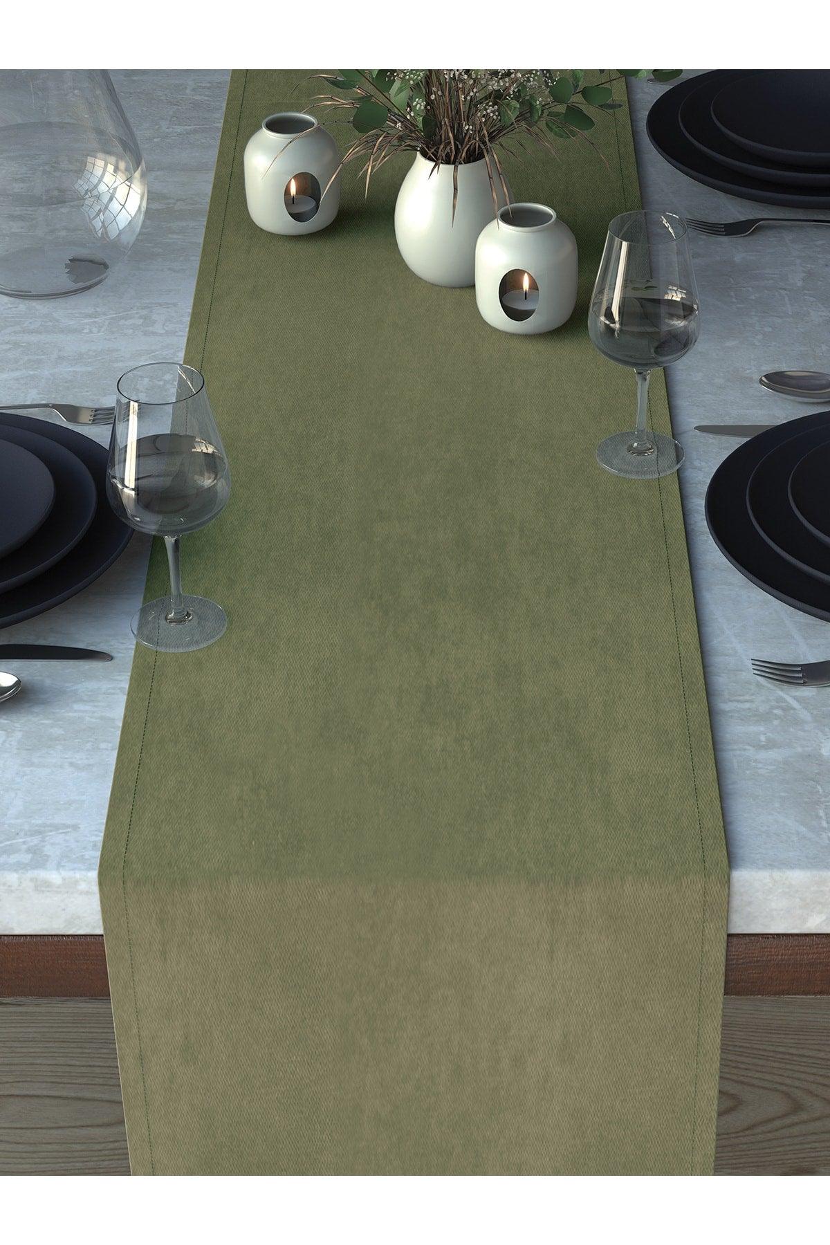 Velvet Textured Almond Green Runner - Swordslife