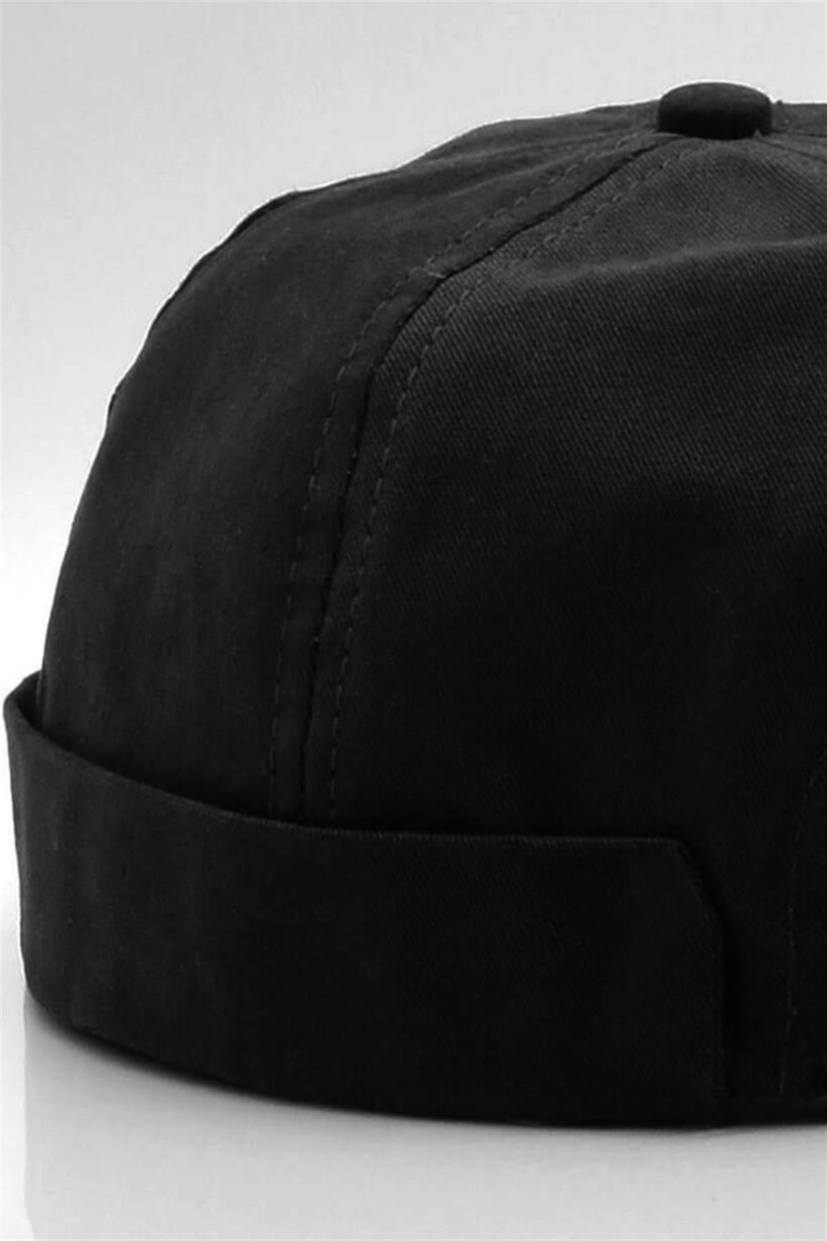 Black 100% Cotton Cap Docker Hat Velcro