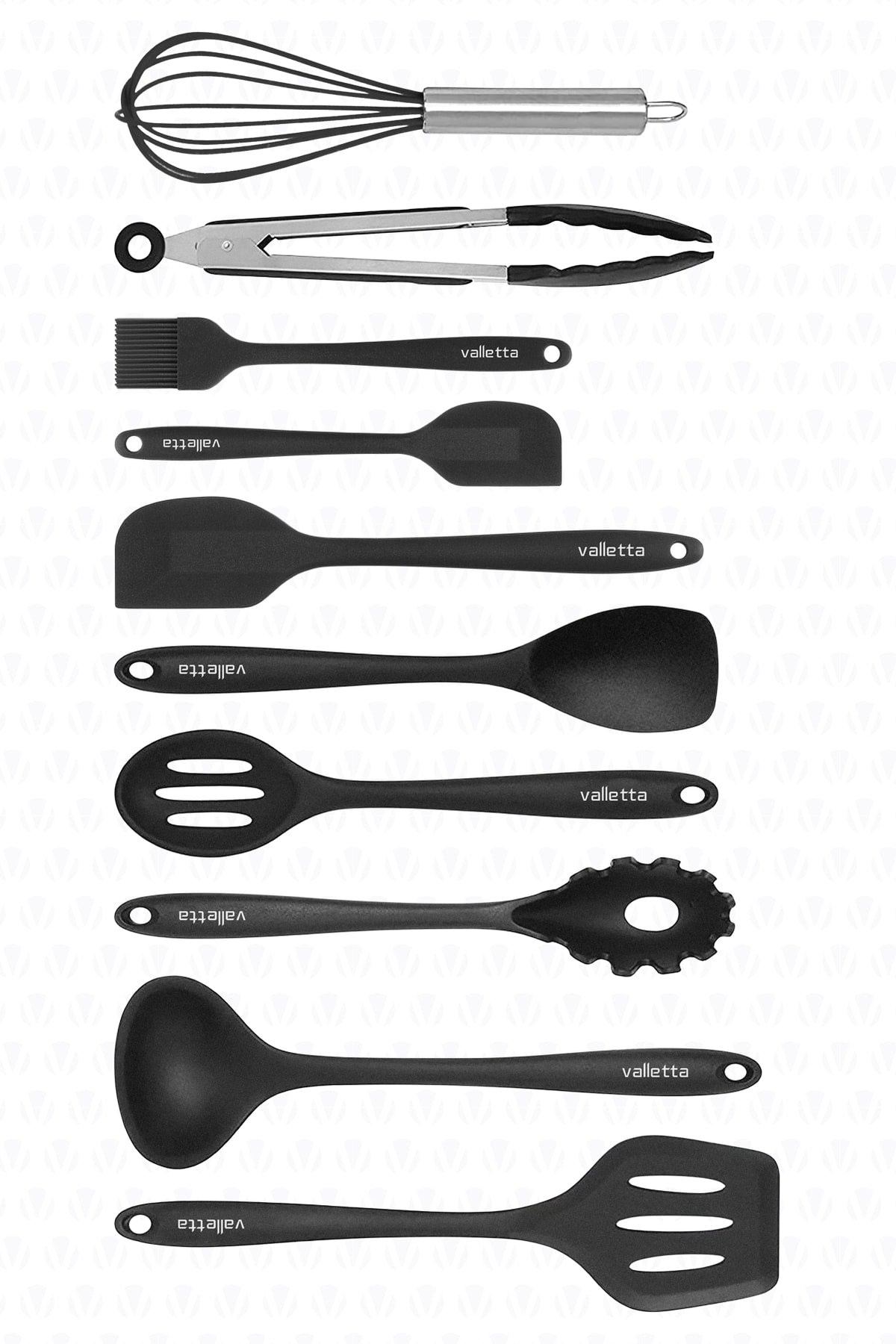 Salvatore Heat Resistant Fireproof Non-Stick Silicone Spatula Set 10 Pieces Black