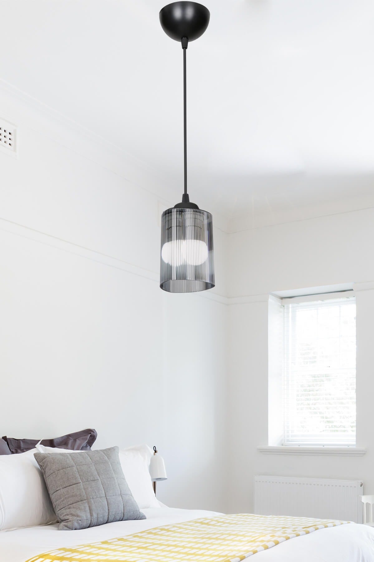 Smoked Optical Promo Pendant Lamp - Glass with Double Bulb Look
