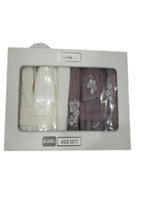 Bamboo Bathrobe Set Nancy Happy Set Plum Cream - Swordslife