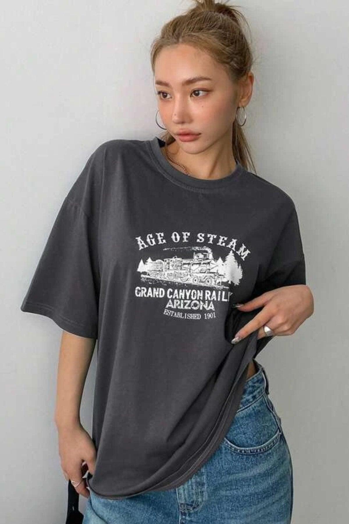 Unisex Smoked Age Of Steam Printed Oversized T-shirt - Swordslife