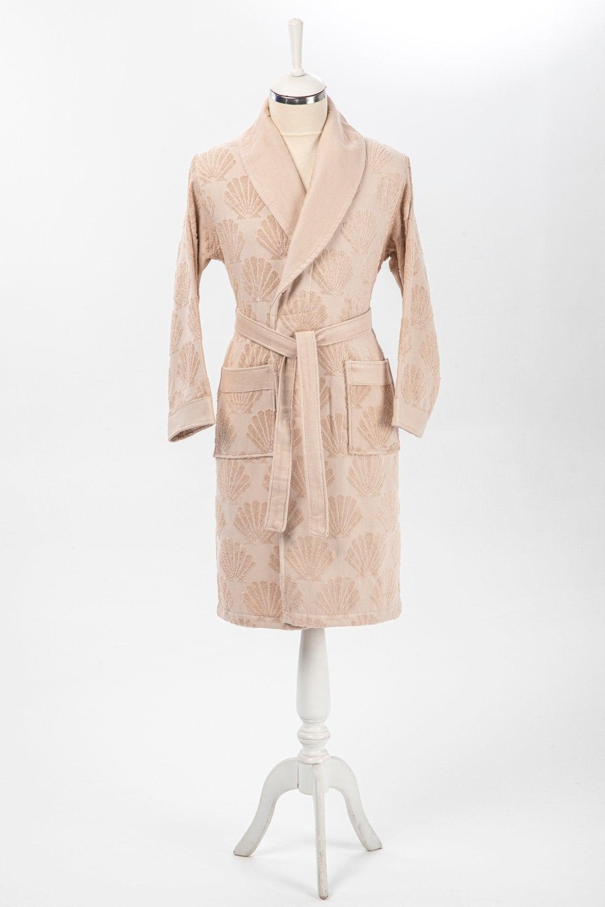 Shell Line Peshtemal Shawl Collar Bathrobe S/m Size - Swordslife