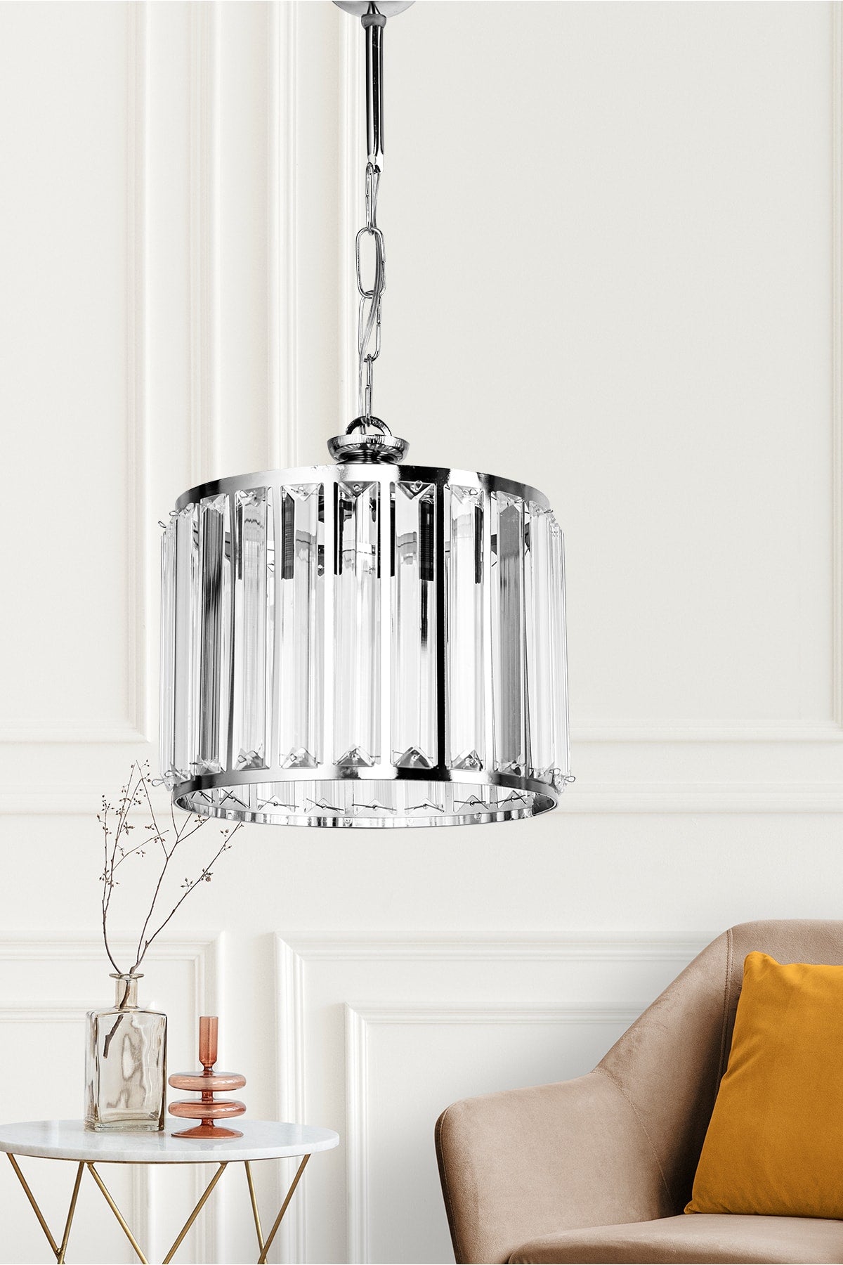 Lespanta Glass Chandelier Silver Mdrn-45