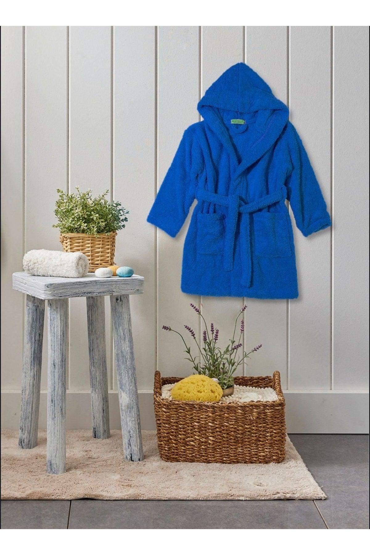 Welsoft Hooded Kids Navy Blue Bathrobe - Swordslife