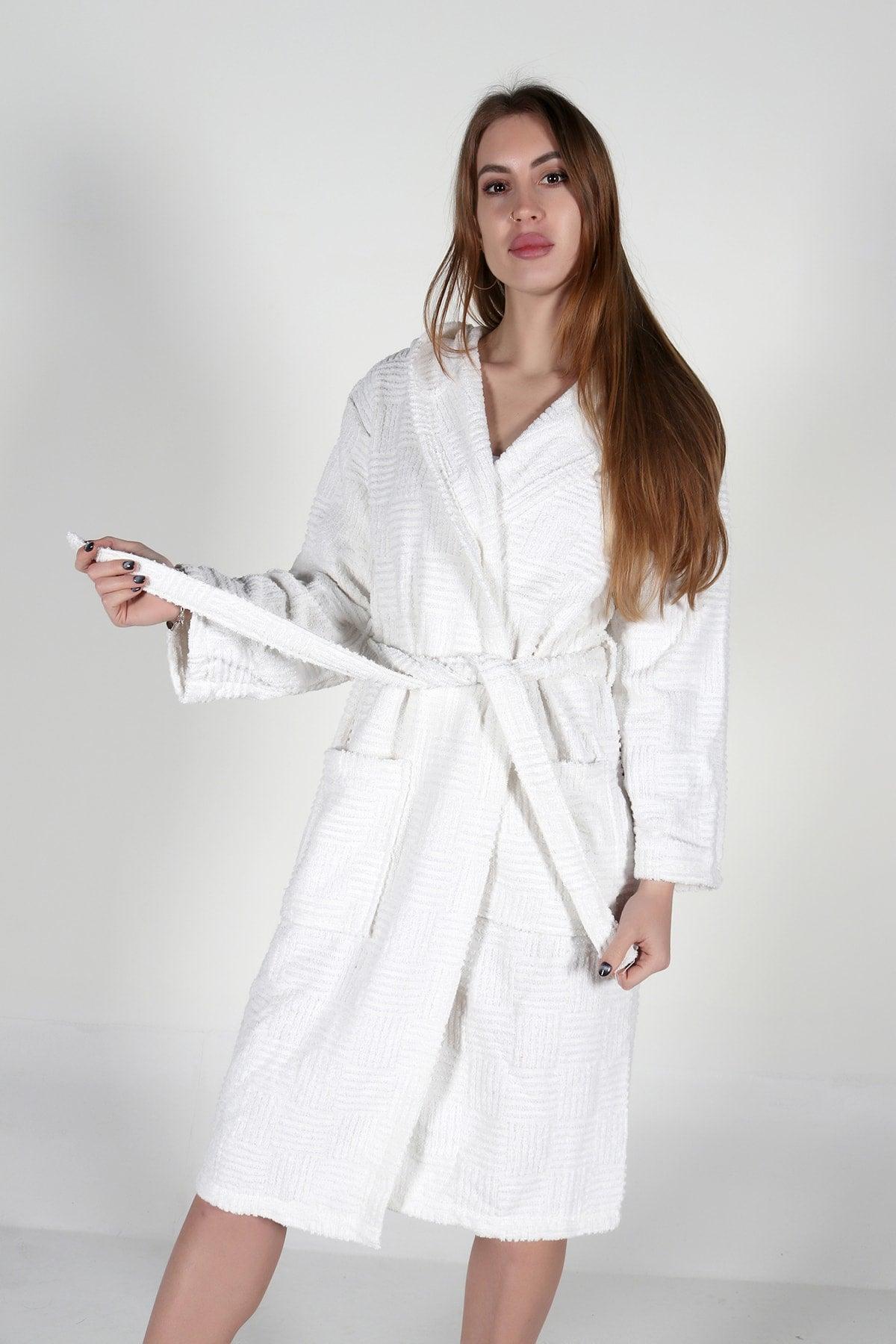 Sofia - Extra Soft, Modern And Special Design Cotton Hooded Bathrobe - Swordslife