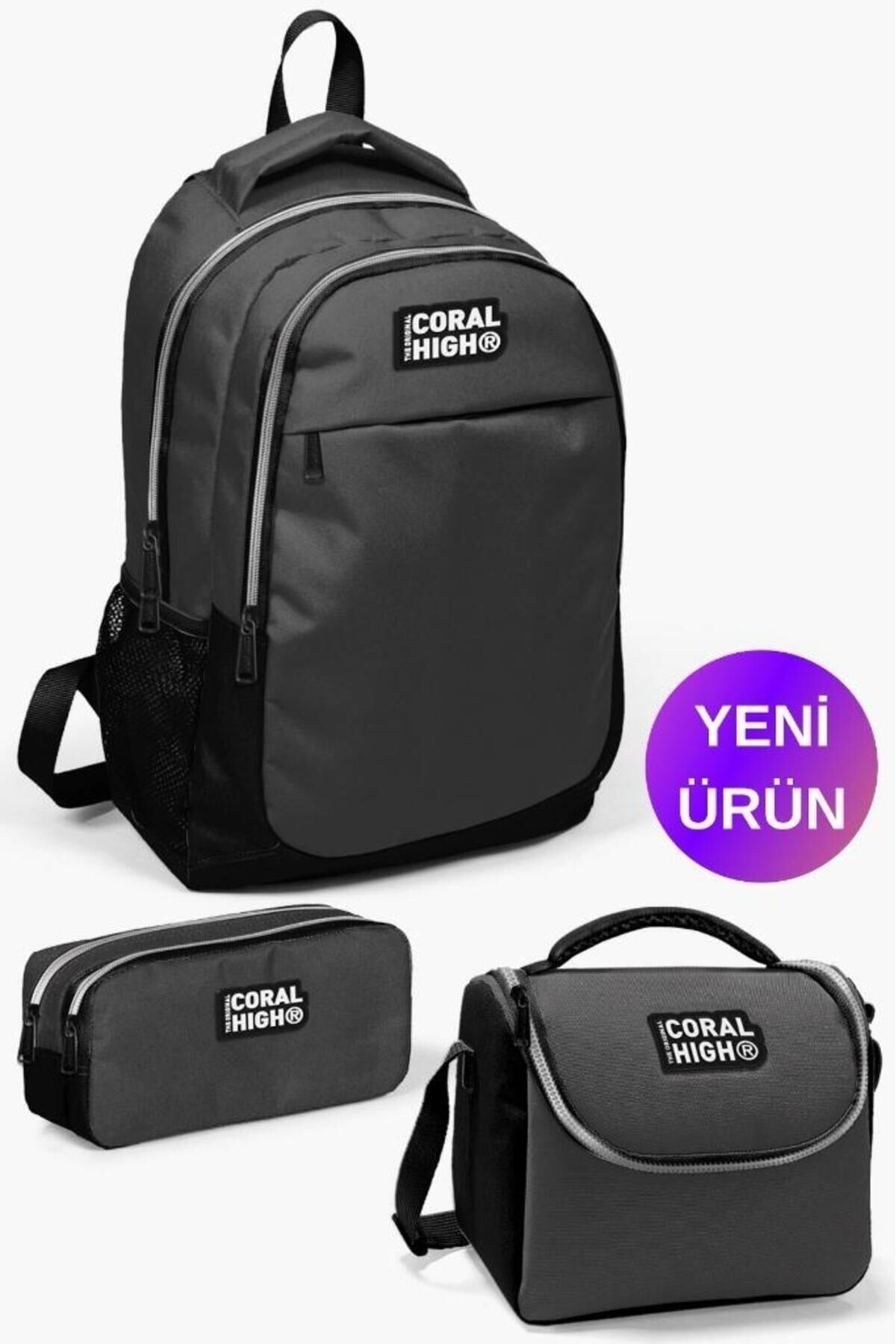 Kids Dark Gray Black 3-Piece School Bag Set GOSET0114393