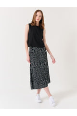 Black High Waist Floral Patterned Midi Skirt - Swordslife