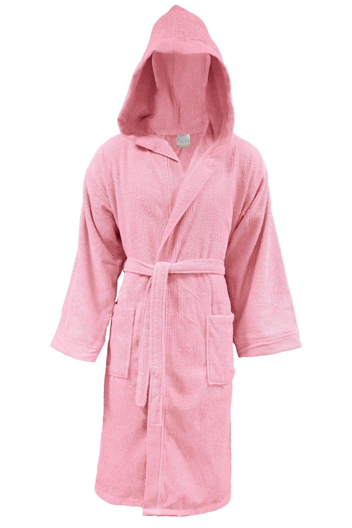 100% Cotton Unisex Striped Bordered Bathrobe Candy Pink - Swordslife