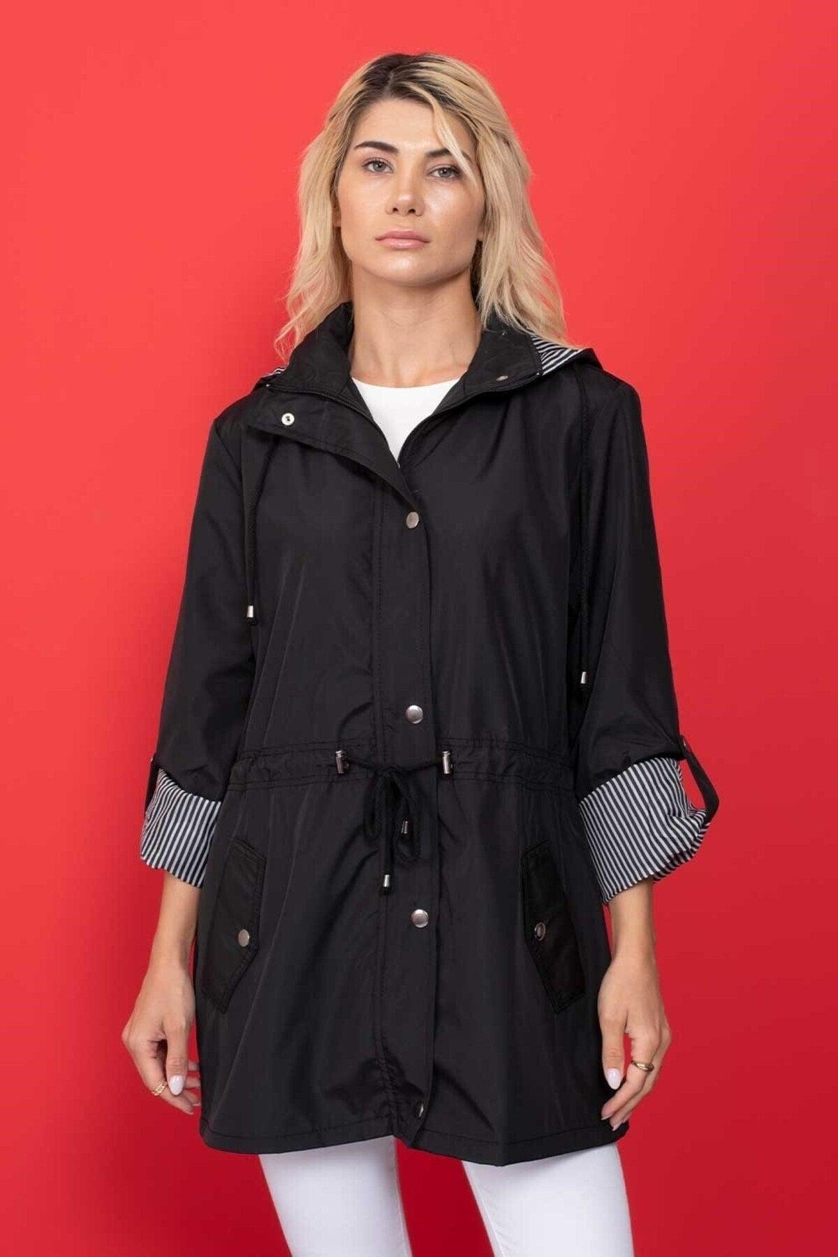 Women's Black Hooded Seasonal Coat - Swordslife