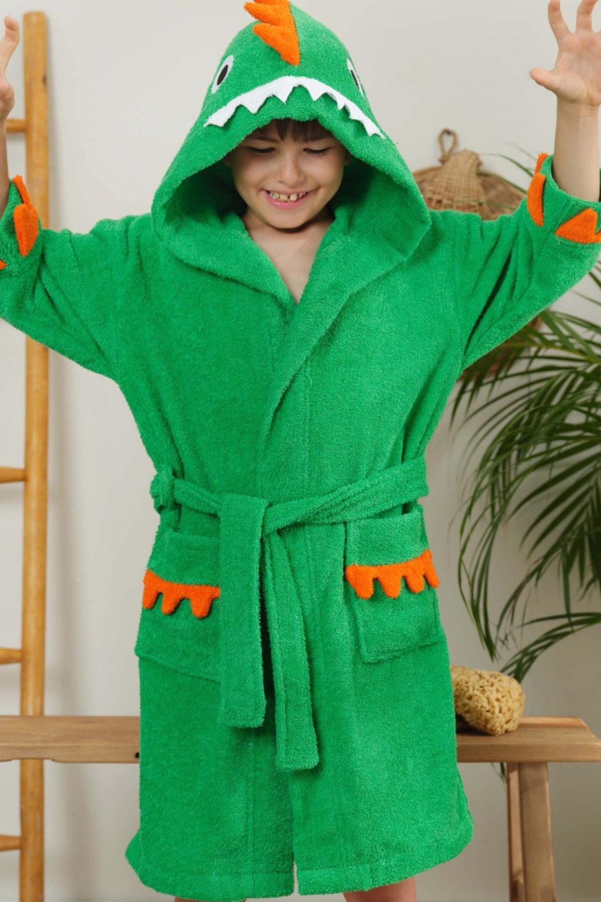 Young Dino 100% Cotton Children's Bathrobe 6-8 Years - Swordslife