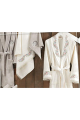 Lara Cream-stone Bamboo Dowry Bathrobe Set - Swordslife