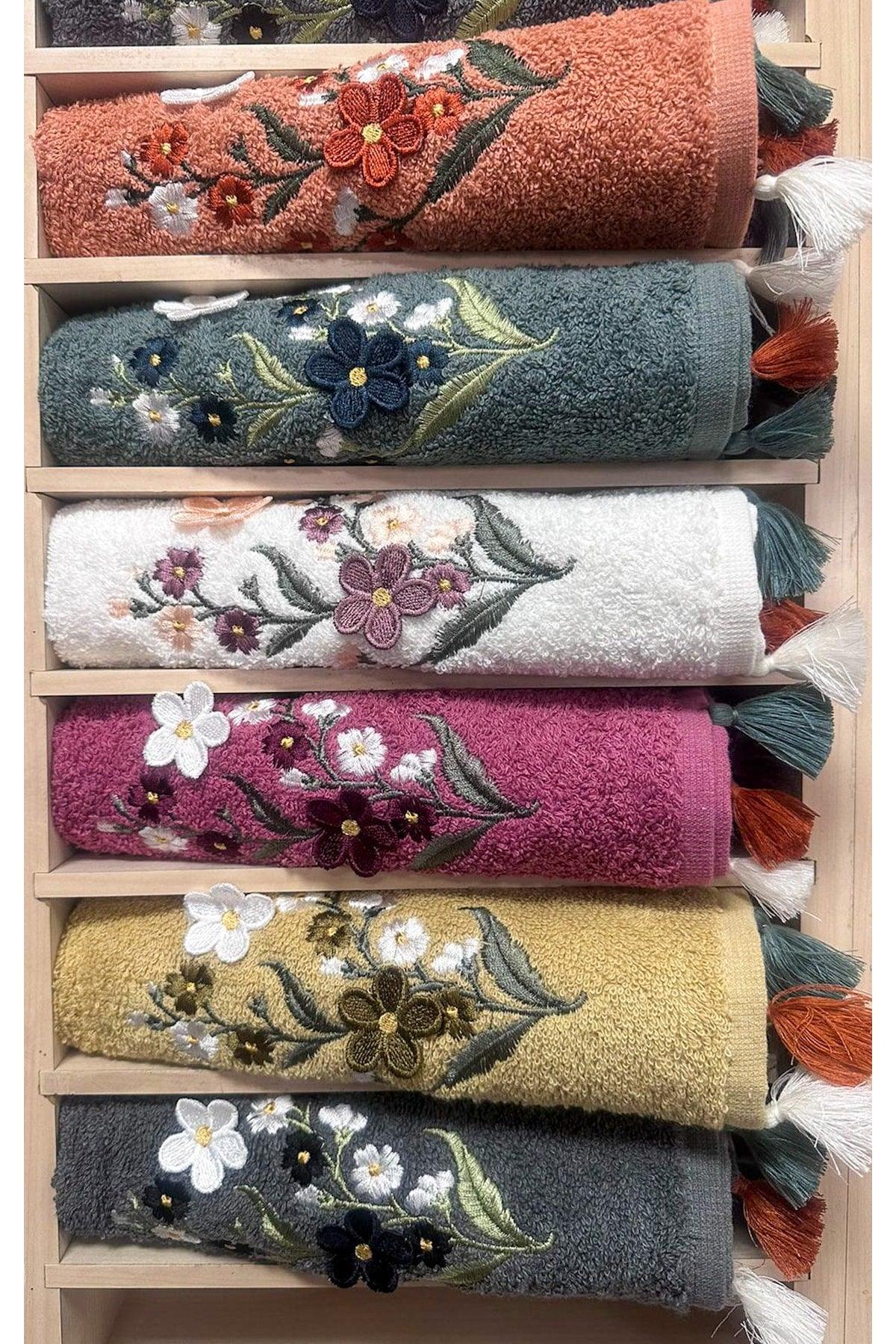 6 Pieces Tasseled 3d Processing Dowry 50x90 Hand Face Towel Set - Swordslife