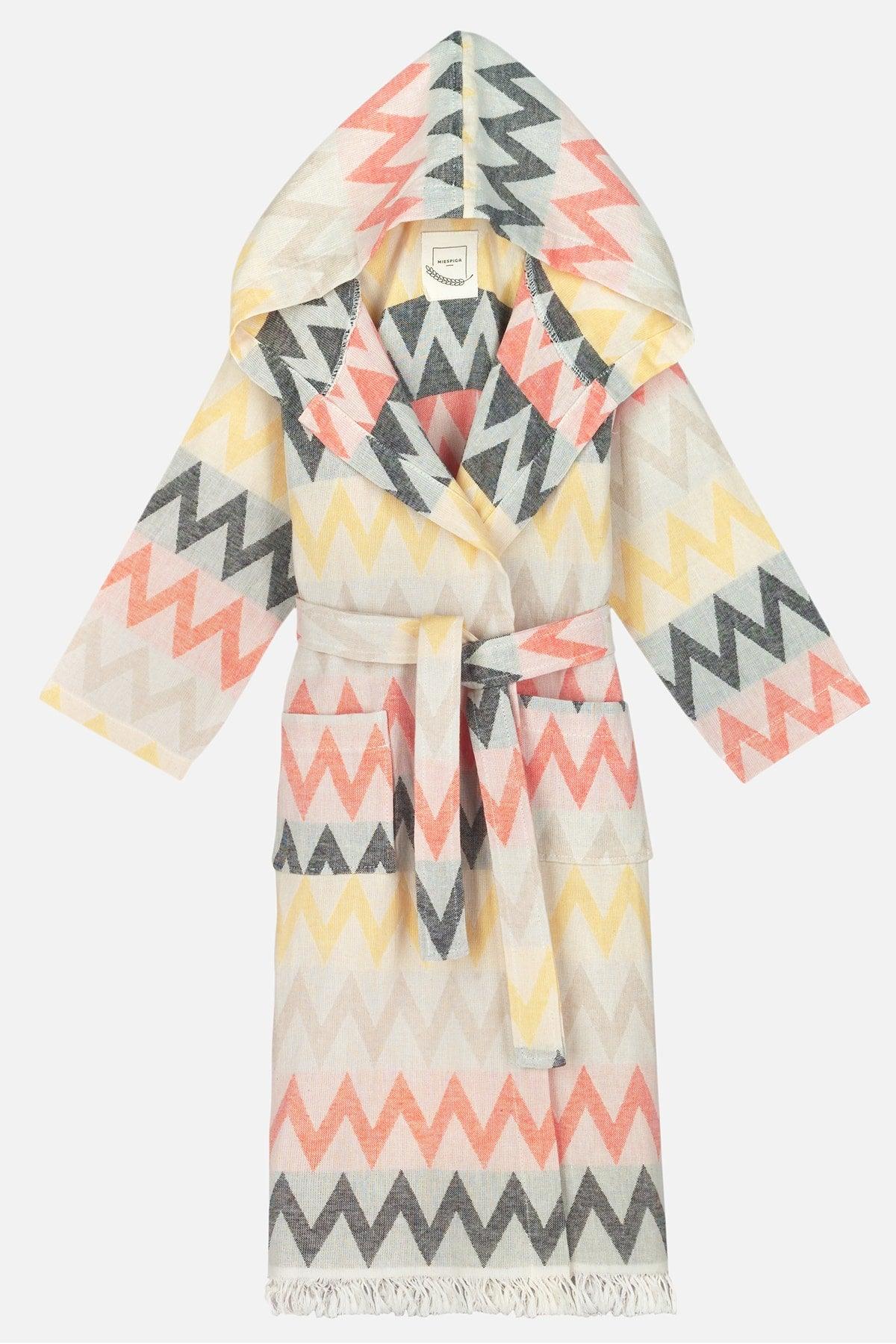 Zigzag Pattern Kids Peshtemal Beach Bathrobe - Swordslife