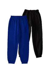 2-pack Basic Straight Jogger Sweatpants - Black And Sax, Elastic Legs, High Waist, Summer - Swordslife