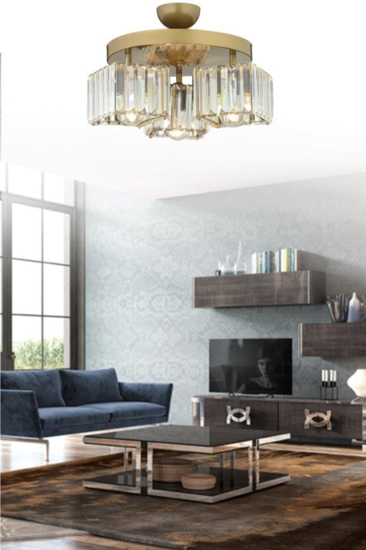 Lara 3-Piece Antique K-10 Crystal Stone Chandelier