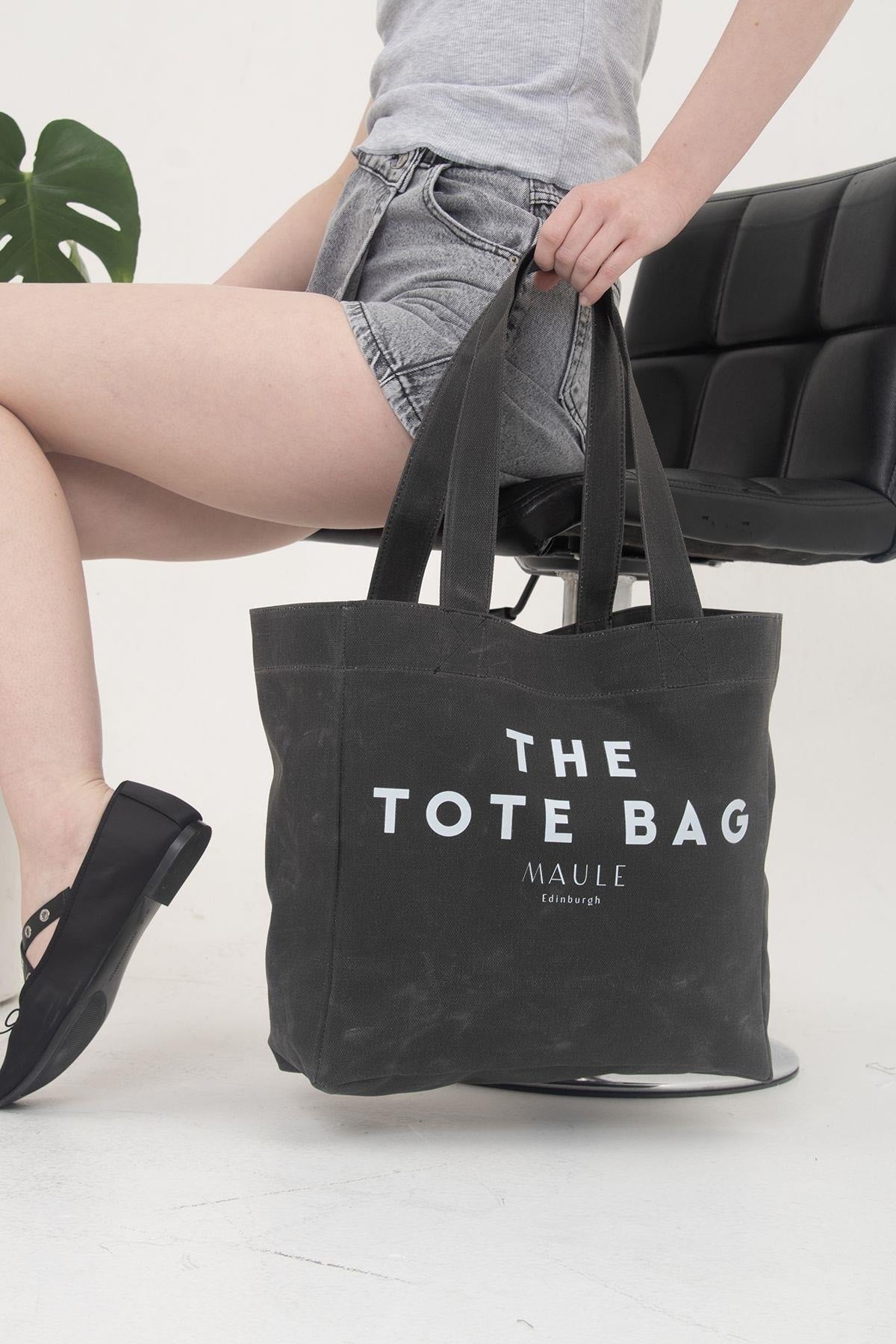 Anthracite Anthracite Maule Tote Bag Printed Medium Wax Canvas 100% Cotton Women's Shoulder Bag