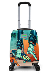 Kids Indigo Neon Orange Skateboard Patterned Child Suitcase 16742
