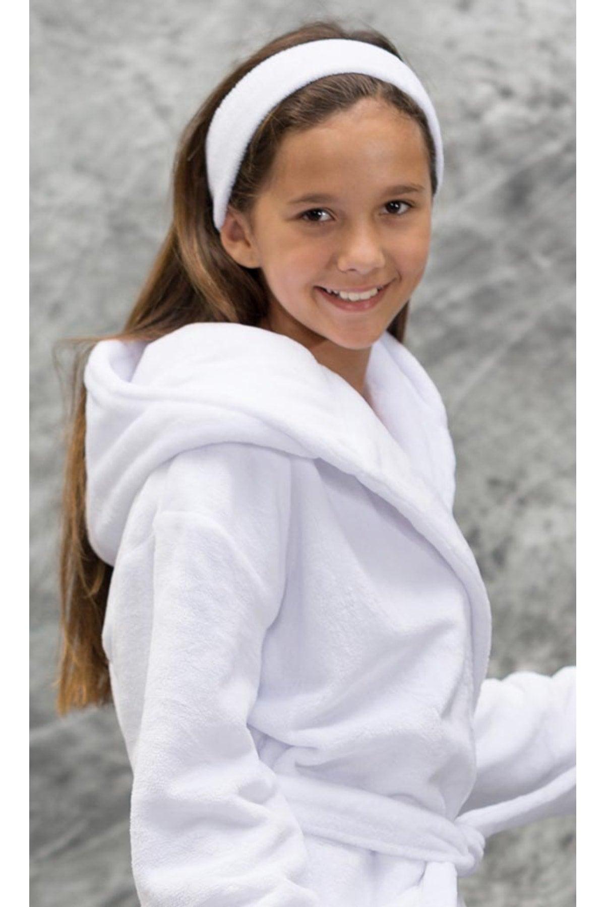 Unisex Junior White Cotton Bathrobe - Swordslife