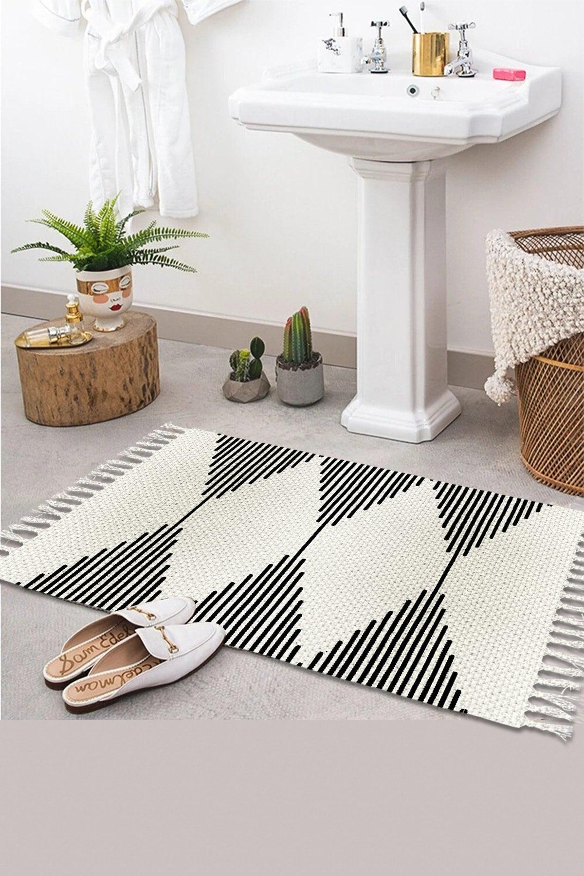 Patterned Washable Modern Single Bath Mat Carpet Vintage Woven Rug 50x80cm Byns-04 - Swordslife