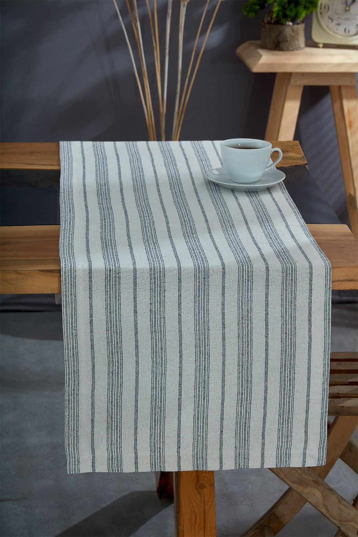 Washed Cotton Navy Blue Runner Table Cloth 50x150 Cm - Swordslife