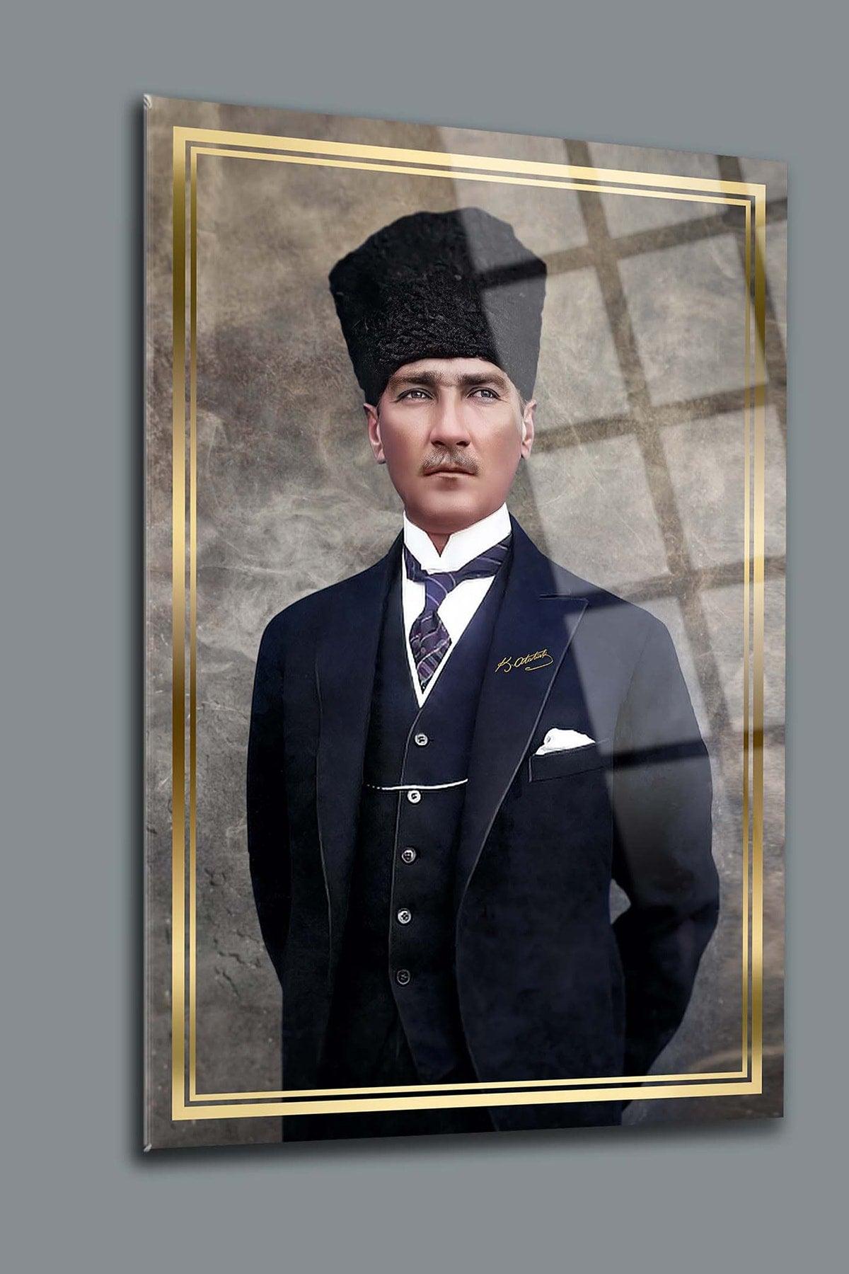 Atatürk 102 Glass Painting-Atatürk Painting-Turkish Flag Painting - Swordslife