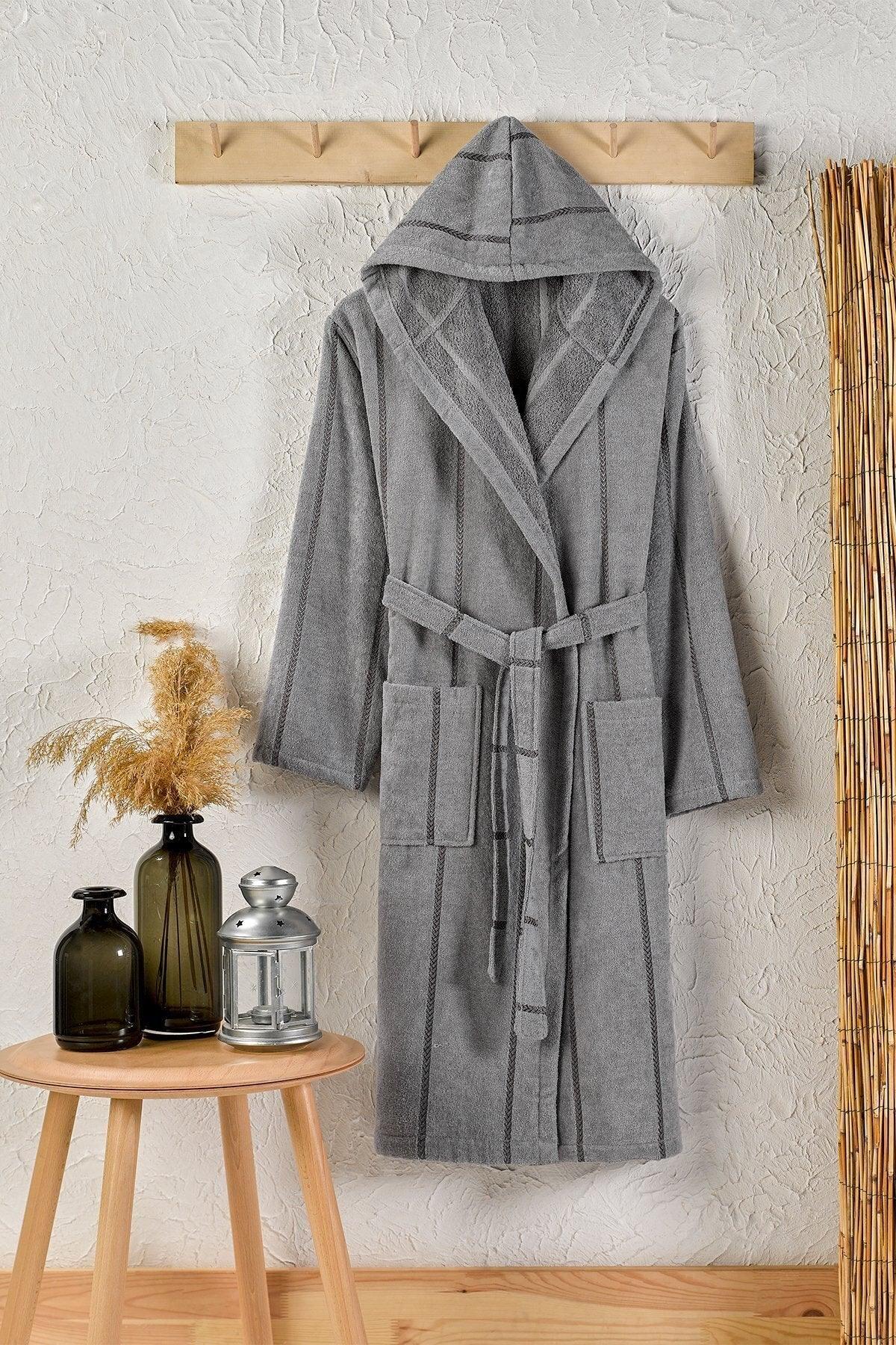 Cotton Velvet Hooded Unisex Bathrobe - Swordslife