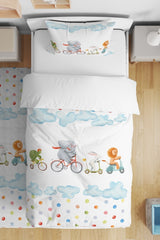 Bicycle Safari Patterned Single Baby Child Duvet Cover Set