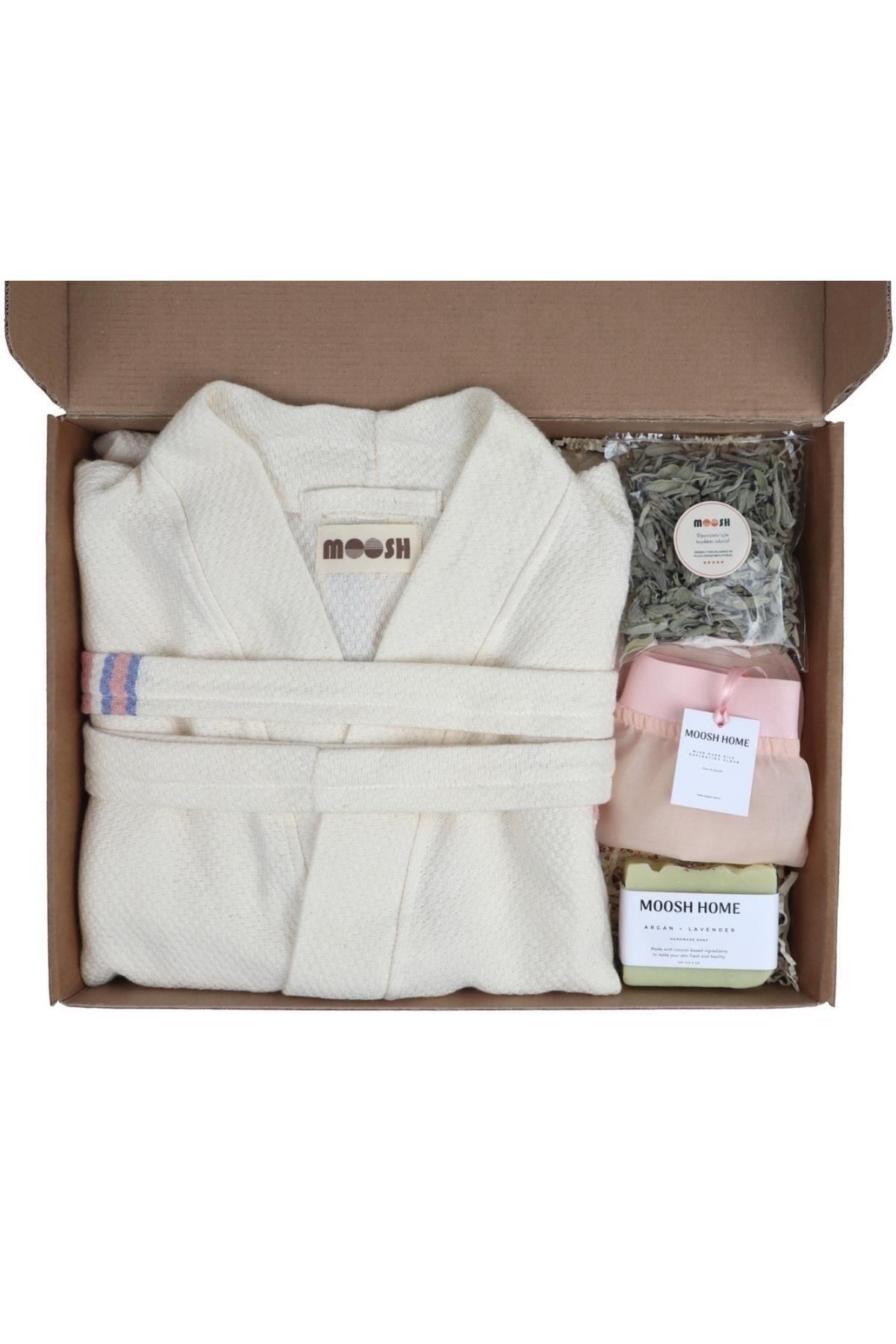 Bathrobe Set, Bamboo, 4 Pcs, Silk Pouch, Natural Soap, Sage, Gift Set, Dowry Set, - Swordslife